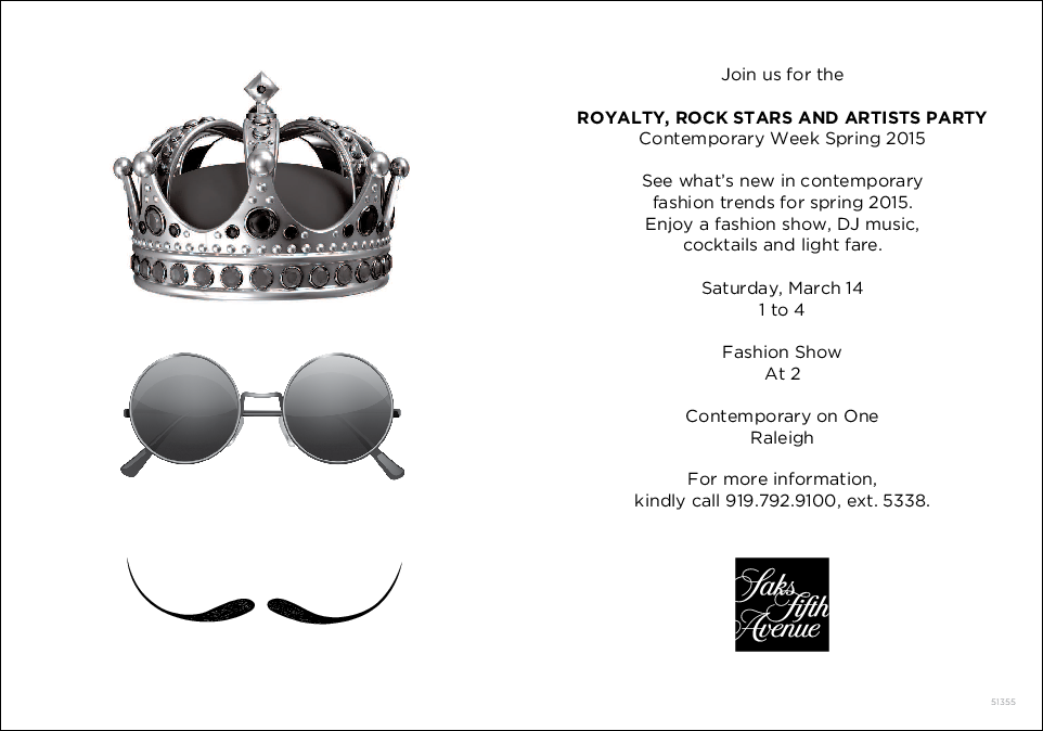 ROYALTY, ROCK STARS AND ARTISTS PARTY Contemporary Week Spring 2015 at Saks Fifth Avenue